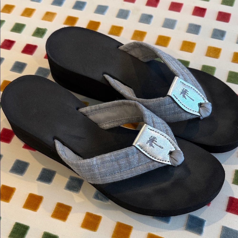 Eliza B. Wedged flip flops